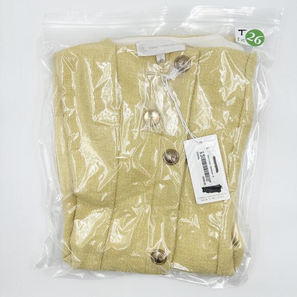 Corey Lynn Calter Dita Tweed Shift Mini Dress in Bamboo Yellow 1223CD415-P Small - Picture 6 of 6